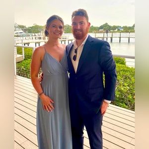 KAIA BRIDESMAID DRESS CHIFFON DUSTY BLUE - MEDIUM- birdygrey.com